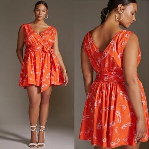 Anthropologie Maeve Plus Size Mainely Lobster Wrap Mini Dress Sz 2X